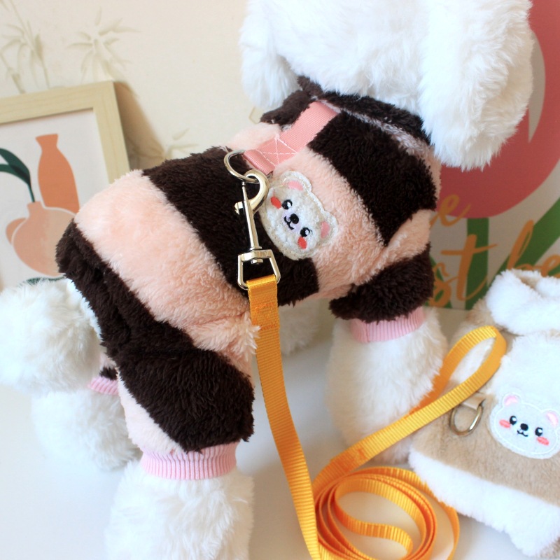 犬服 もこもこボーダー柄あったか犬服トレーナー