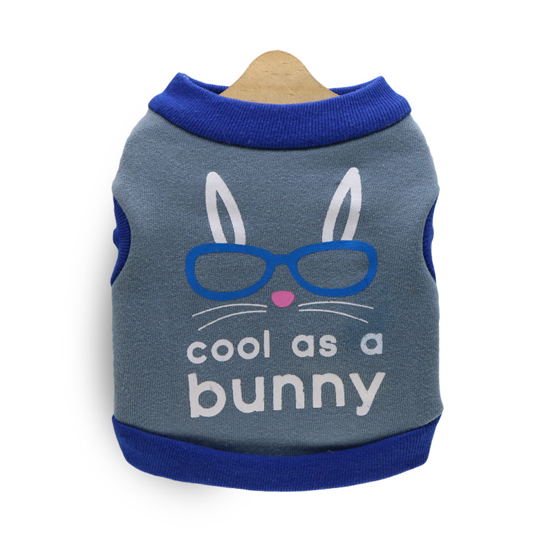 犬服 うさぎ眼鏡プリント裏起毛トレーナー