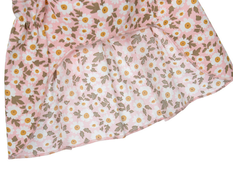 犬服 小花柄フリルホルターネック大きなリボンドレス