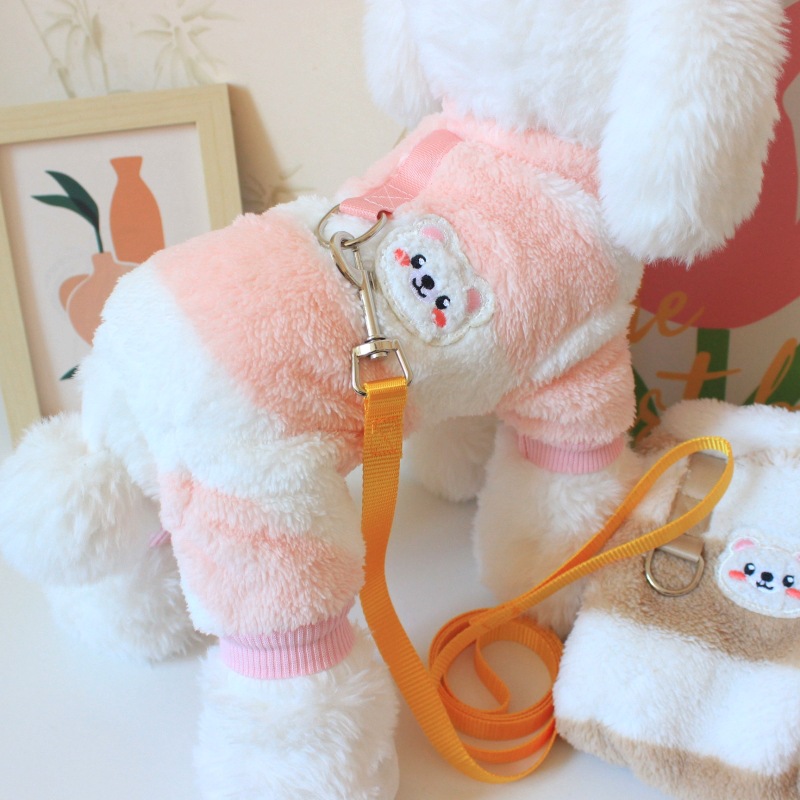 犬服 もこもこボーダー柄あったか犬服トレーナー