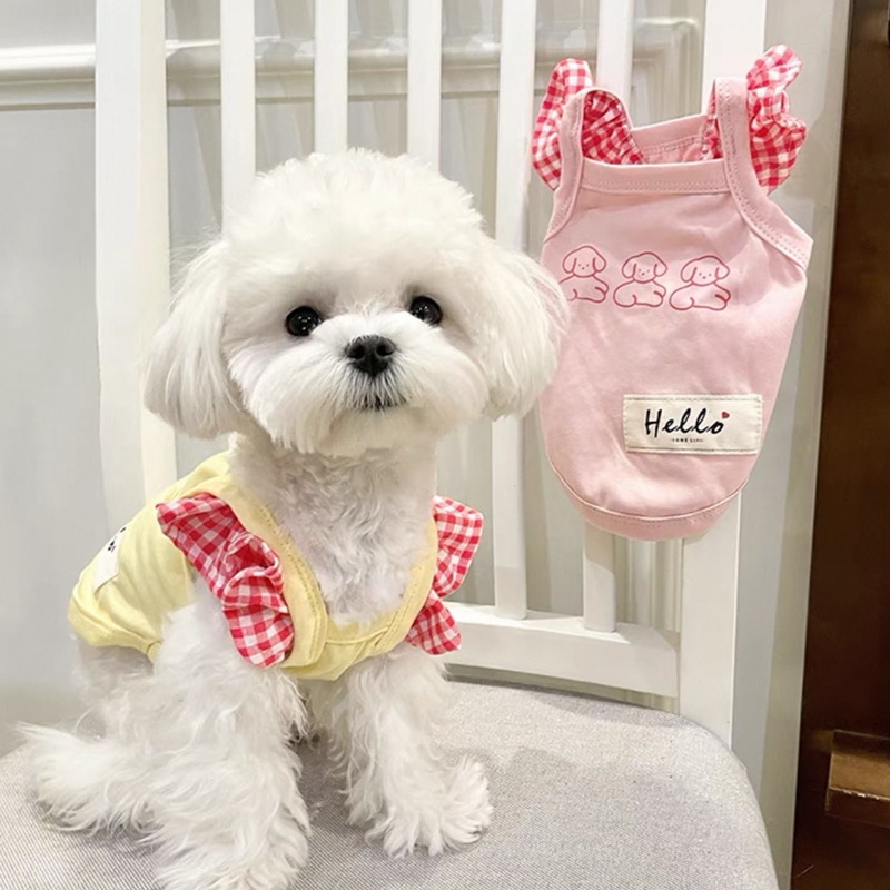 犬服 パステルフリル付きセーラーTシャツ