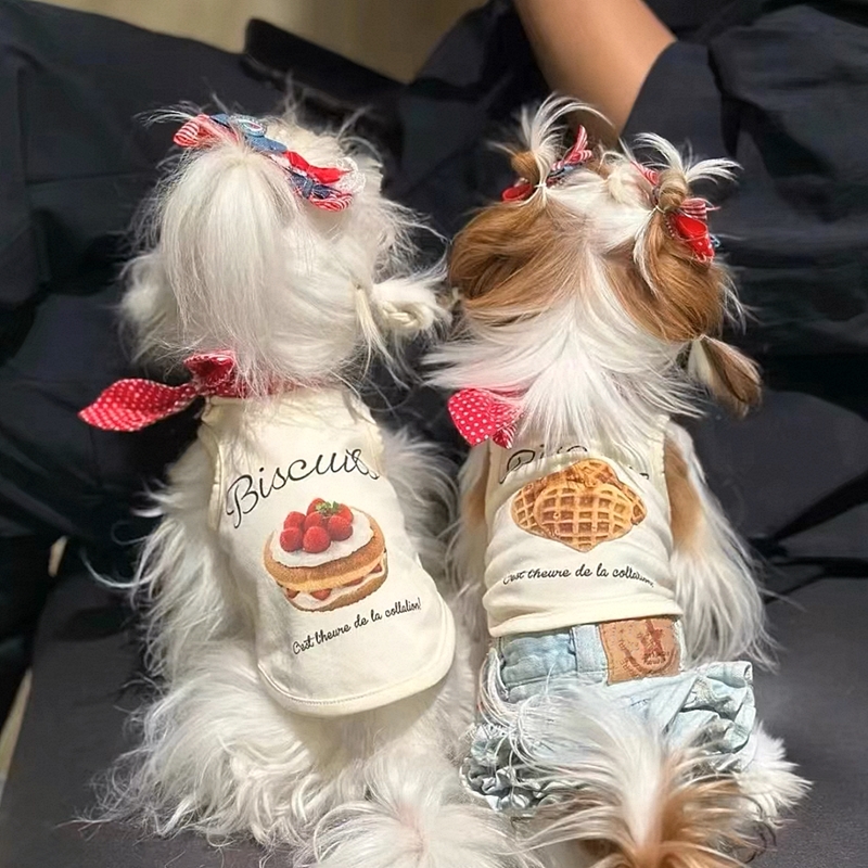 犬服 スイーツカフェ風ペア犬用Tシャツ
