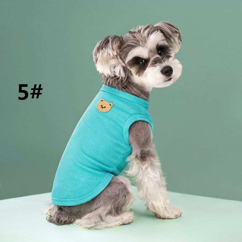 小型犬用可愛いくまワッペン付きティーシャツ犬服