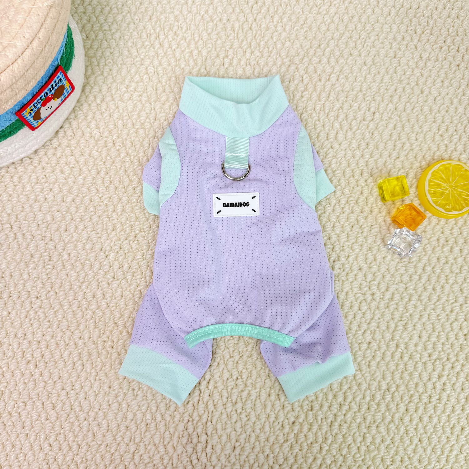 犬服 ふわもこパステルつなぎ
