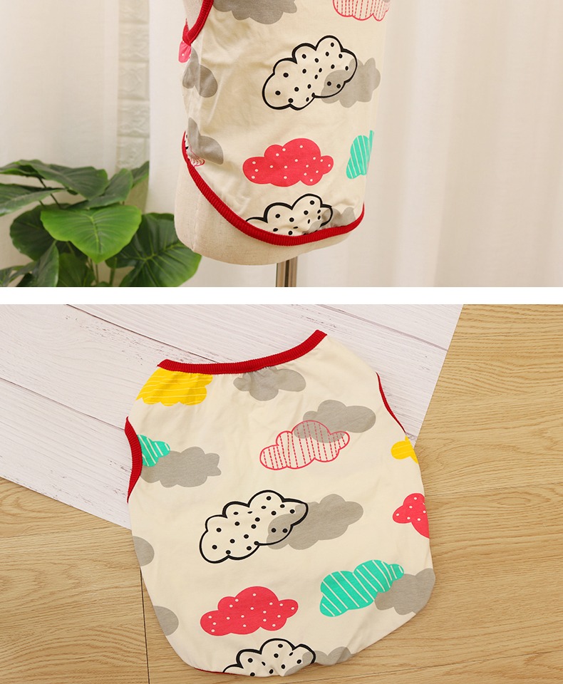 犬服 きのこ柄のポップで可愛い犬用タンクトップ