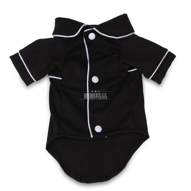 犬服 襟付きパイピング仕立てのおやすみ寝巻き風つなぎ