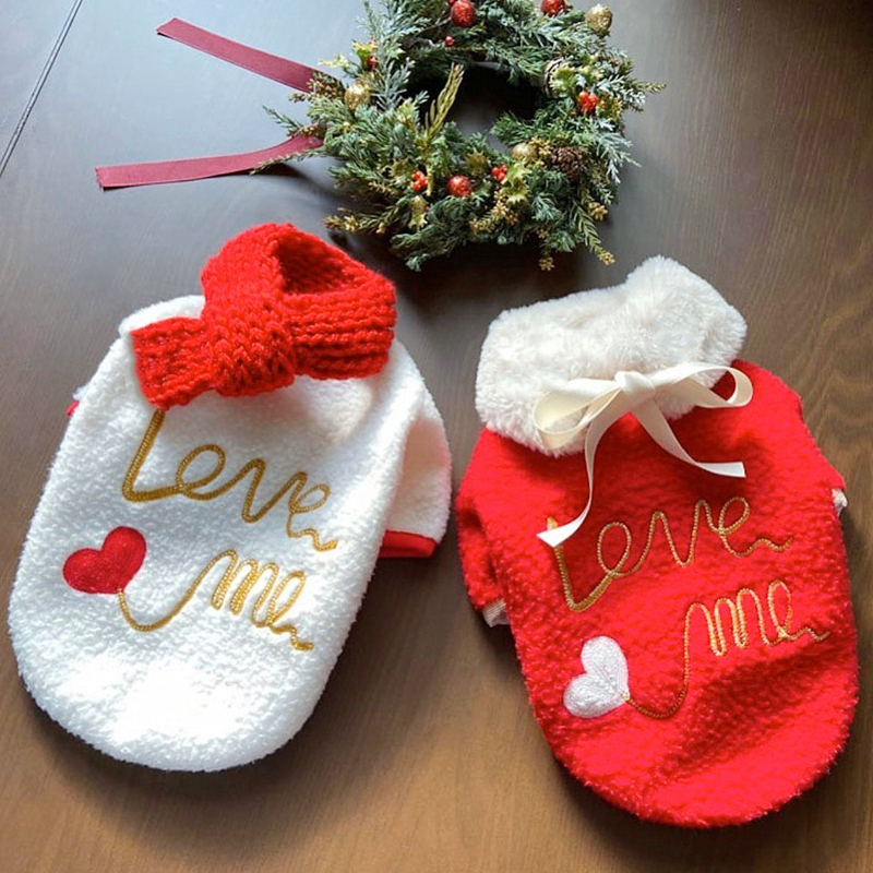 犬服 ハート刺繍もこもこ切替袖付きシャツ