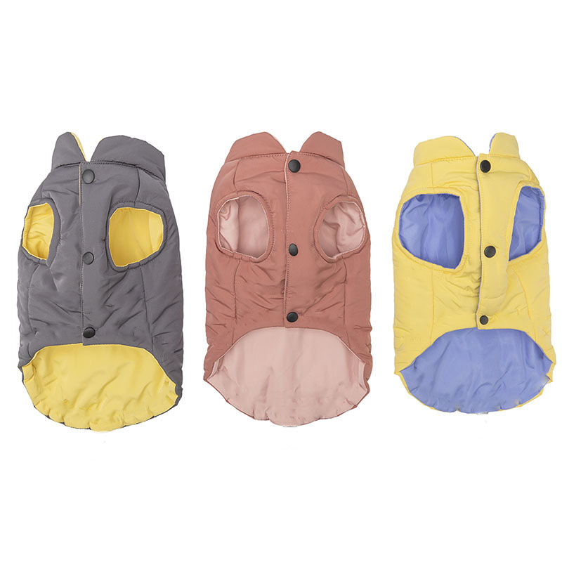 犬服 袖配色切替デザイン四肢付き中綿ダウンベスト