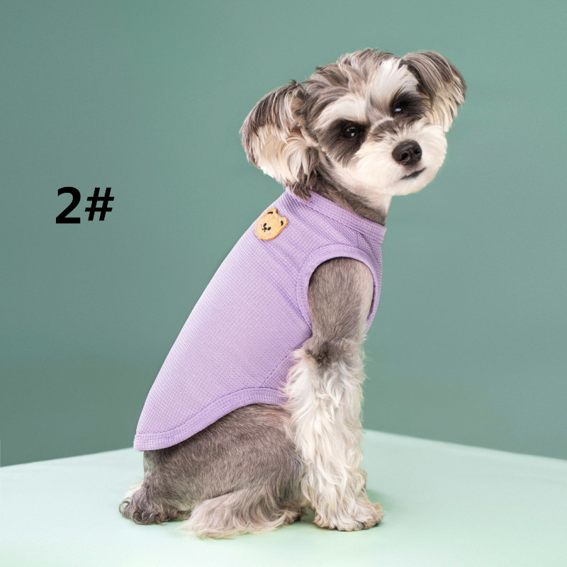 小型犬用可愛いくまワッペン付きティーシャツ犬服