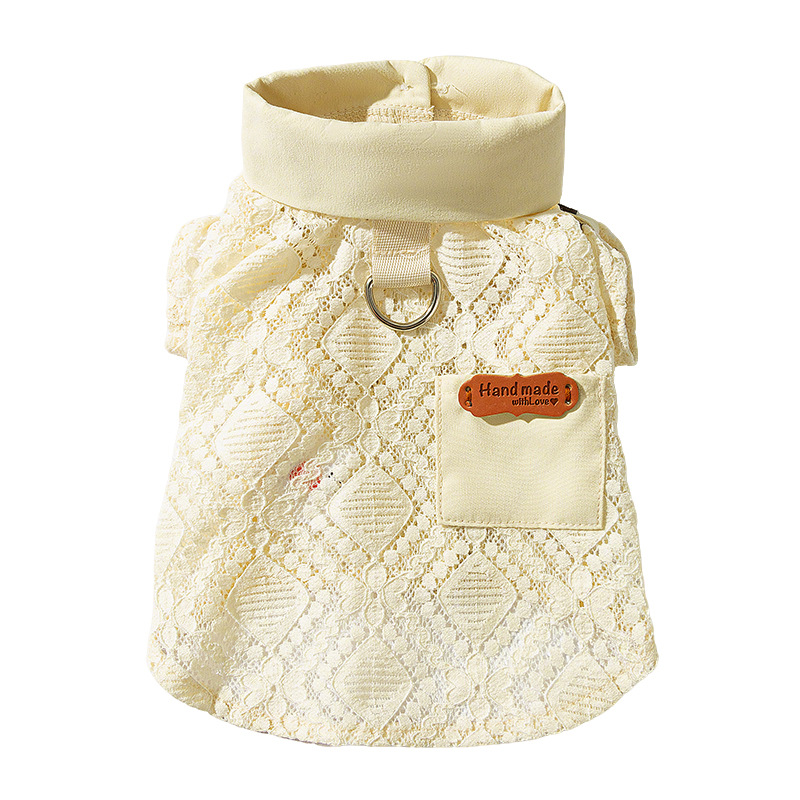 レース編みベスト風ニット犬服ボタンデザイン