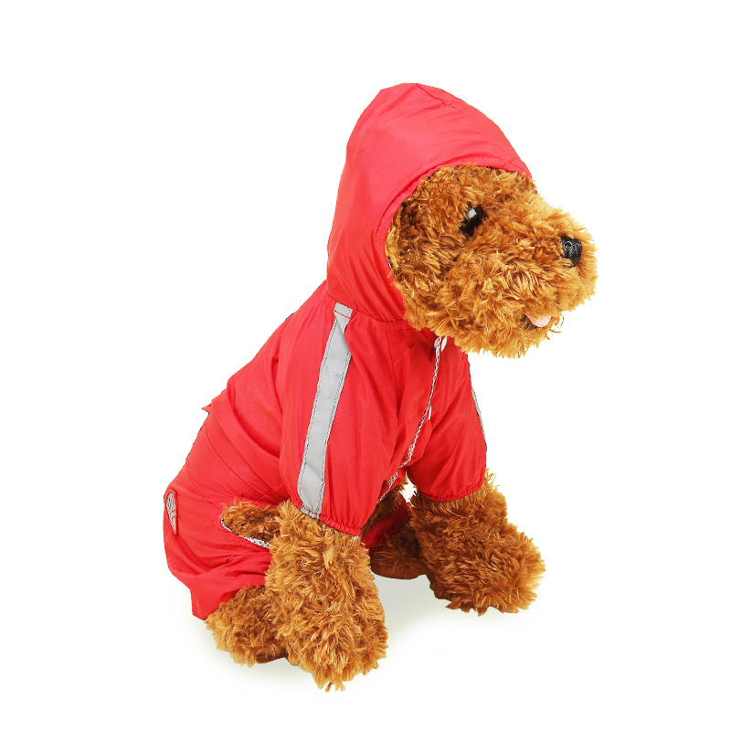 犬服 反射テープ付き四つ足防水レインコート