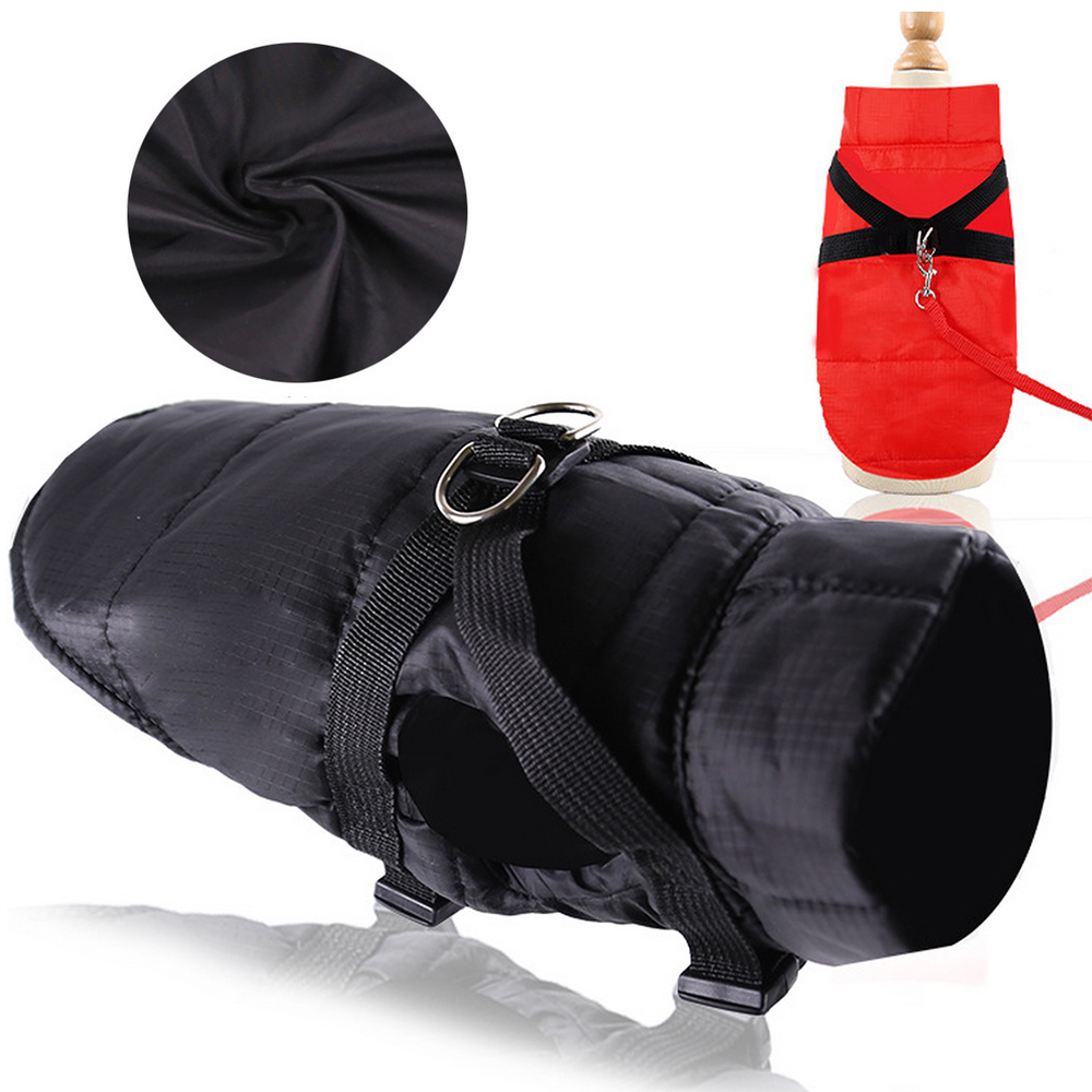 犬服 中型犬用ハーネス一体型ダウンベスト
