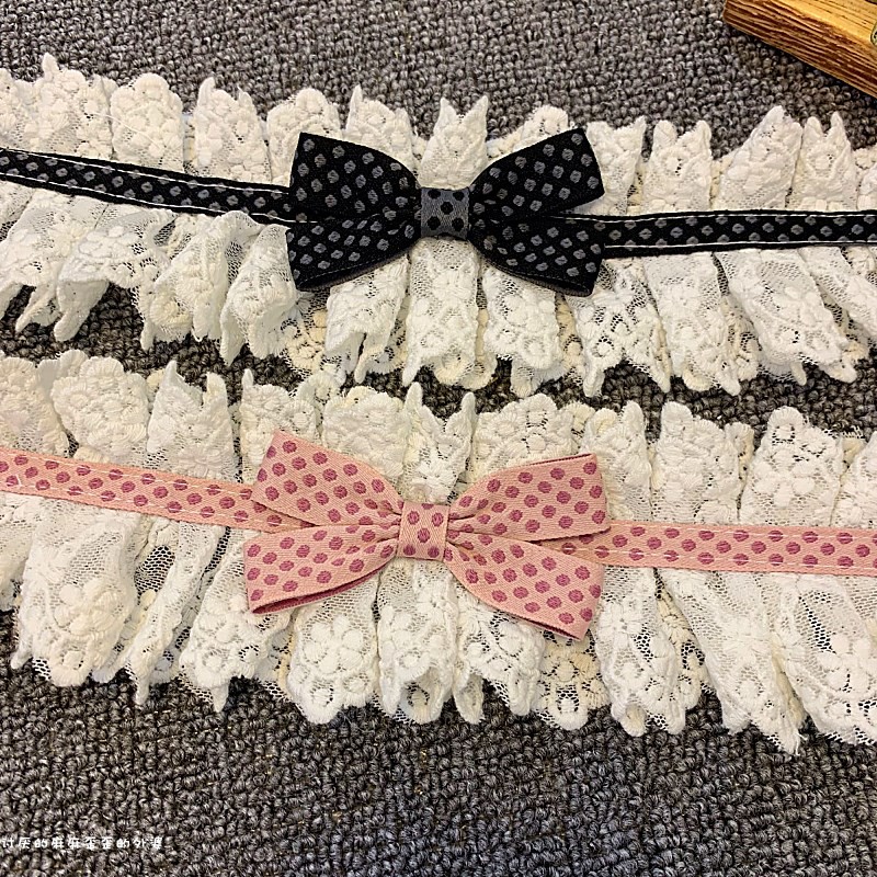 犬服 蝶結びレース襟付き上品首飾り