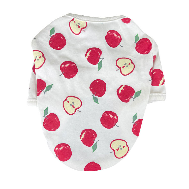 犬服 りんご柄プリント長袖トレーナー