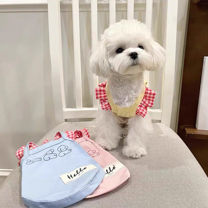 犬服 パステルフリル付きセーラーTシャツ