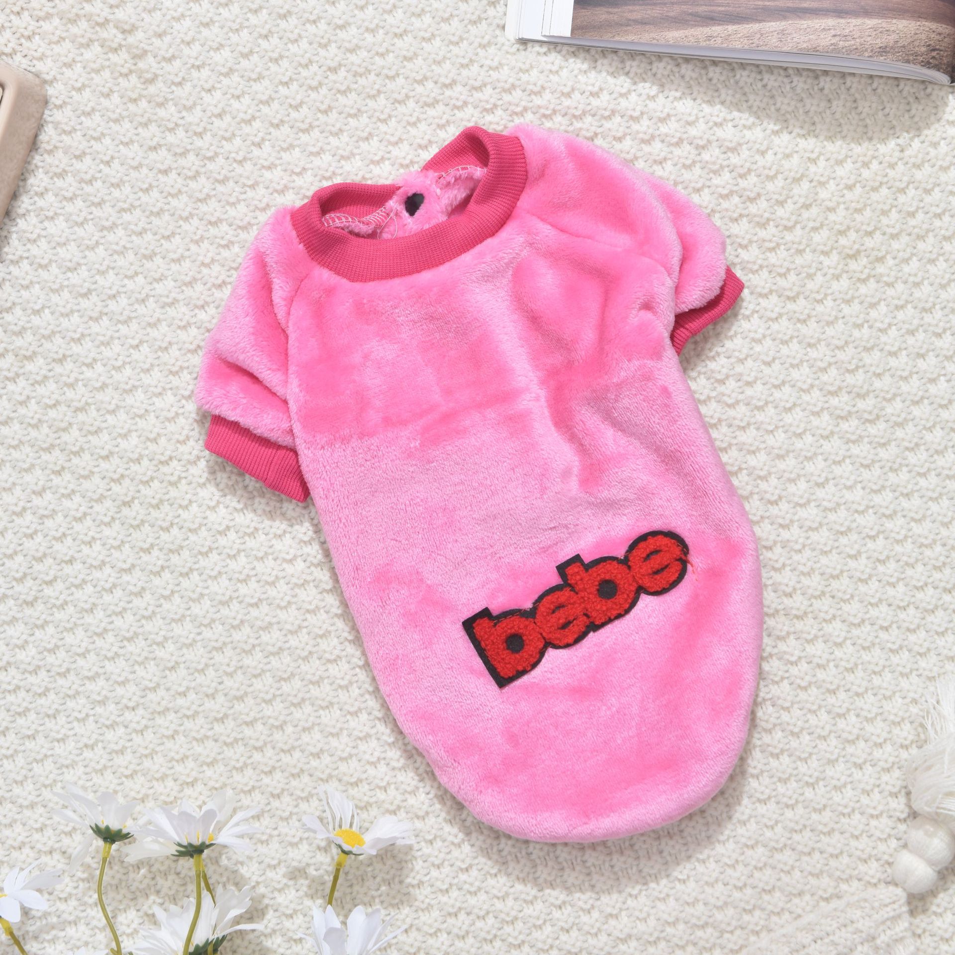 犬服 ロゴ刺繍入りふわふわ起毛トレーナー