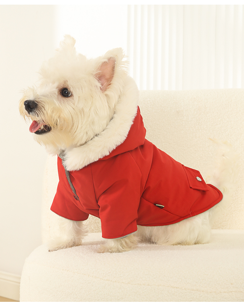 犬服 ふわもこ襟トレンチコート