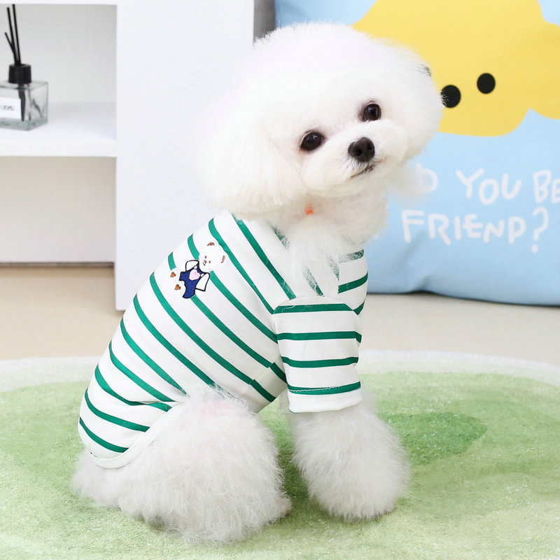犬服 くまさん刺繍ボーダーシャツ