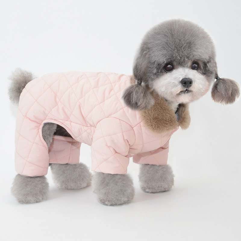 犬服 もこもこキルト犬用ジャンプスーツ