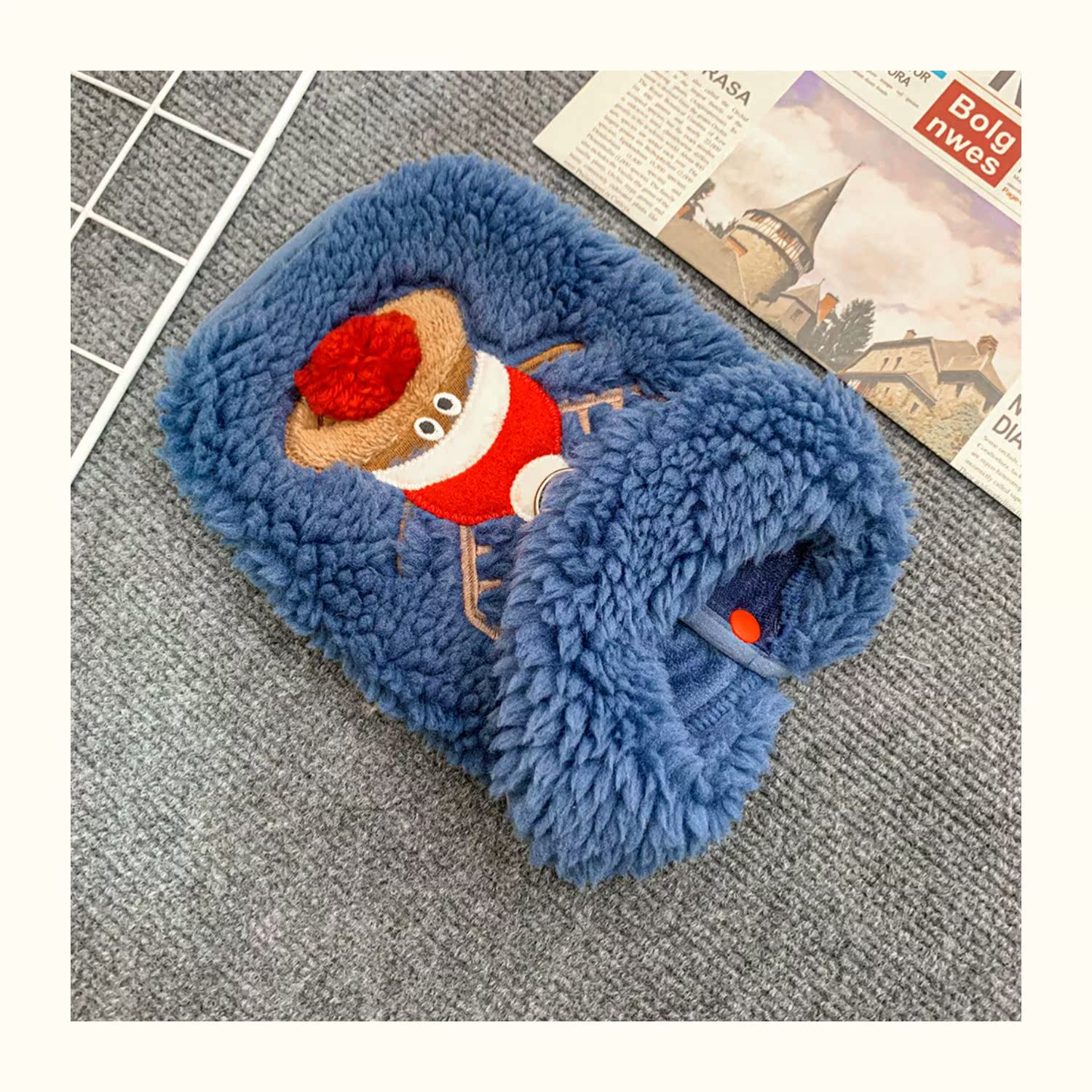 犬服 聖夜のトナカイ刺繍もこもこボアトレーナー