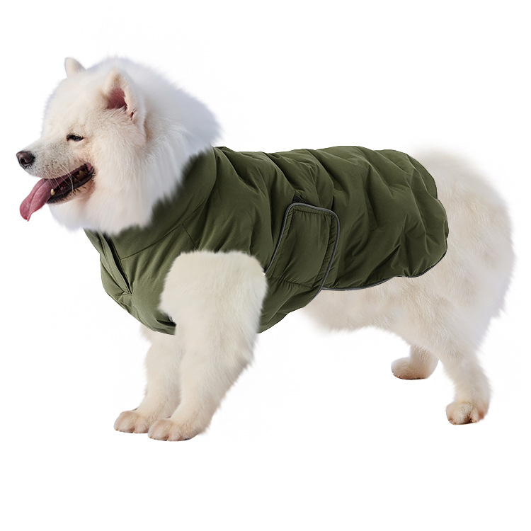 犬服 配色切替デザイン中綿入り犬用防寒ベスト