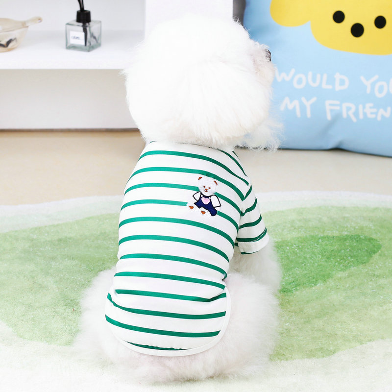 犬服 くまさん刺繍ボーダーシャツ