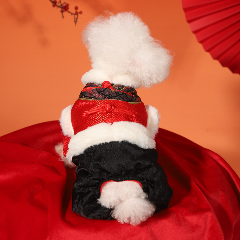 犬服 和風雅装唐草模様入り四足パンツ付きアウター