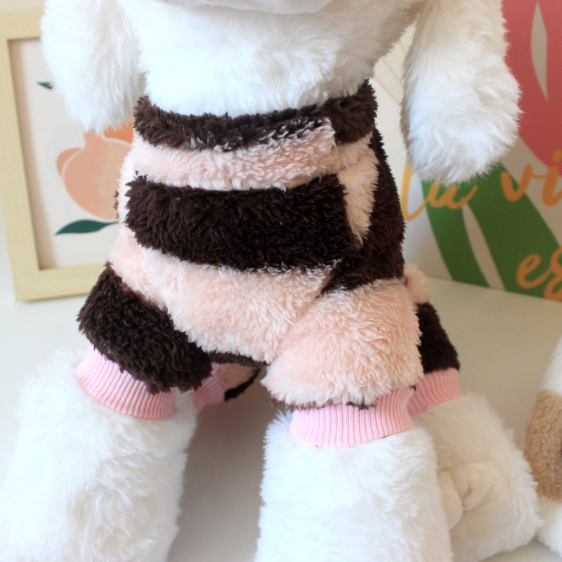 犬服 もこもこボーダー柄あったか犬服トレーナー