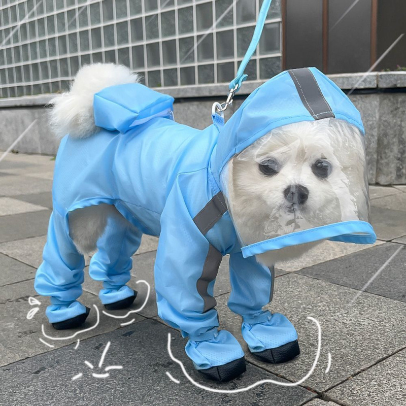犬服 全身防水フード付き犬用レインコート四足タイプ