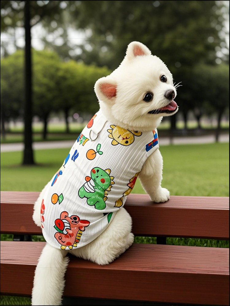 犬服 ほのぼの動物柄クールベスト