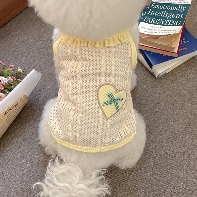 犬服 ハートリボン メッシュ タンクトップ
