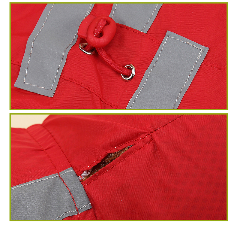 犬服 反射テープ付き四足カバー型フード付きレインコート