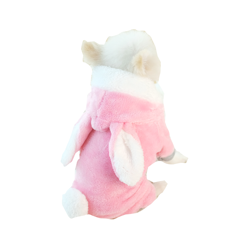 犬服 もこもこうさぎ耳付きフード犬服