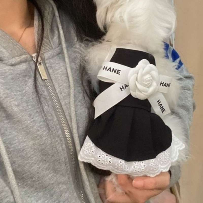 犬服  ふわふわ小型犬用リボン付きワンピース