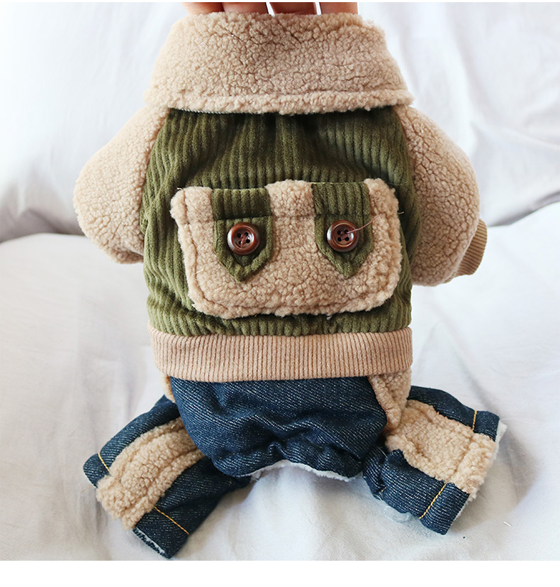 もこもこボア切替リブ編みポケット付き犬服