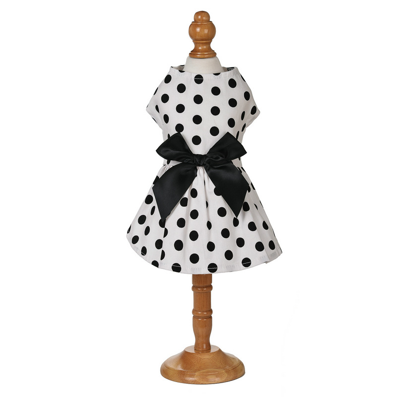 犬服 リボン付き襟元すっきり華やか裾広がりドレス