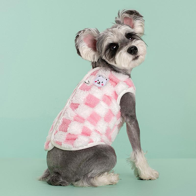 犬服 立体市松模様 ふわもこ涼感ベスト