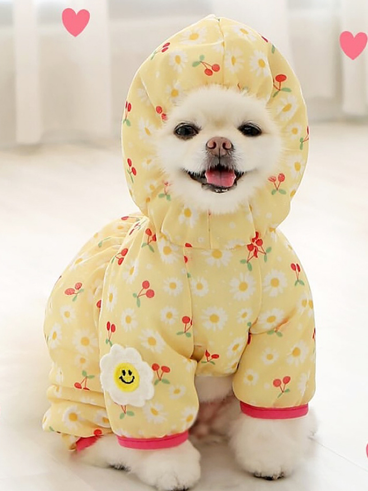 犬服 お花畑フードパーカー涼感