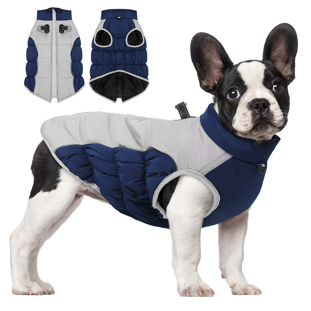 犬服 足通し穴付き中綿入り防寒ダウンベスト