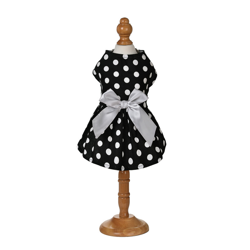 犬服 リボン付き襟元すっきり華やか裾広がりドレス