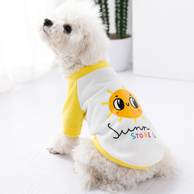 犬服 海の仲間と太陽プリント爽やか袖切替半袖