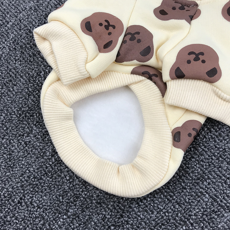 犬服 くまさんお顔いっぱい総柄ニットトップス