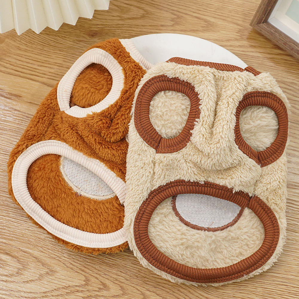 犬服 くまさん刺繍もこもこ裏起毛トレーナー