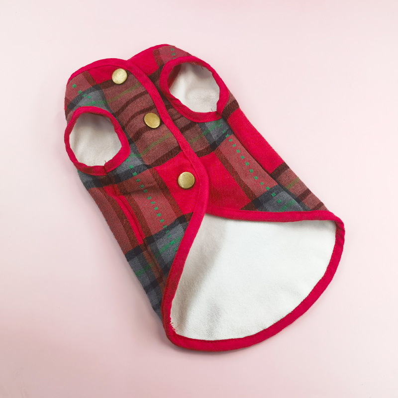 犬服 クラシックチェック柄トレーナー背中リング付き