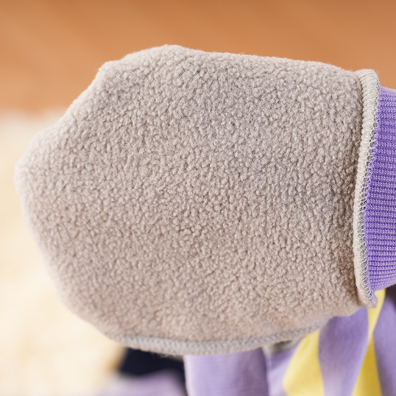 犬服 袖ボーダー柄裏起毛あったか長袖トレーナー