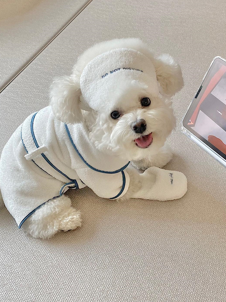 犬服 もこもこスパ風バスローブパジャマ