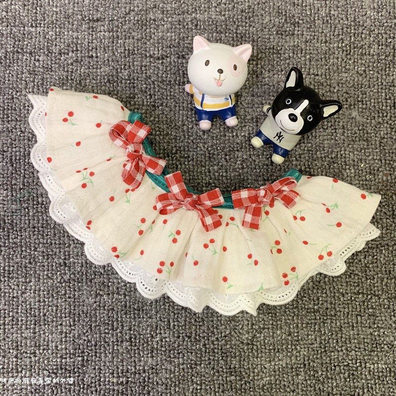 犬服 小花柄レース襟付き付け襟風ドレス