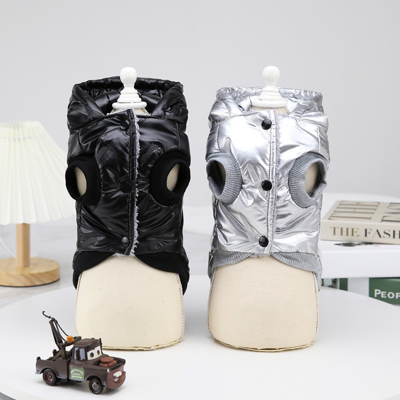 犬服 ふわふわファー付き中綿入り防寒ベスト