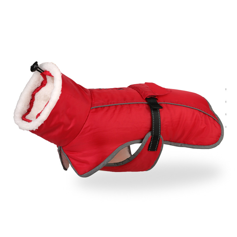 犬服 もこもこフード付き中綿入り防寒犬服ベスト