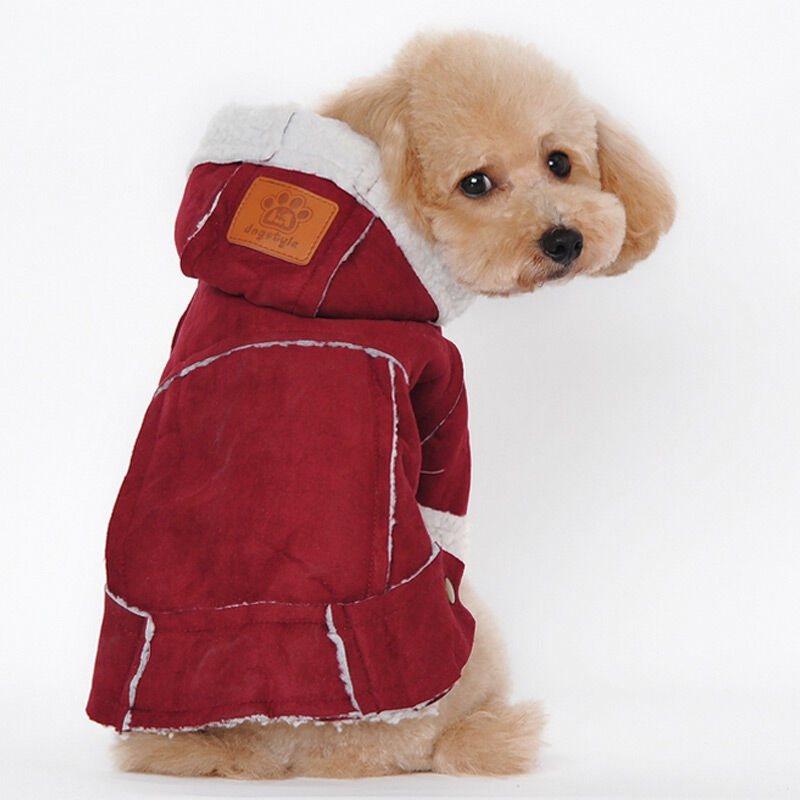 犬服 もこもこ裏地付き冬のあったかフード付きコート